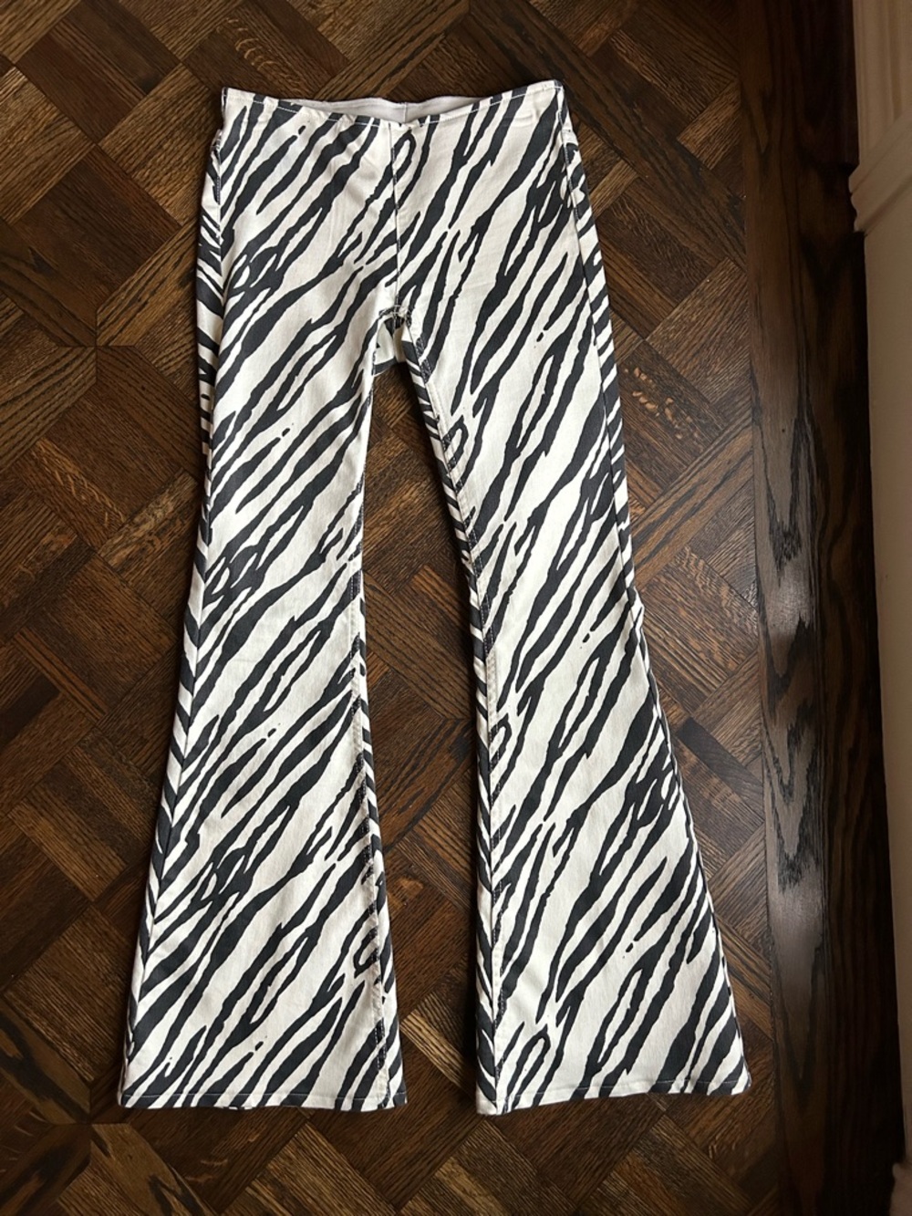 We The Free Black & White Zebra Flare Jeans